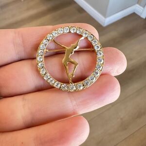 Rhinestone Dancing Dancer Brooch Pin Dancer Jewelry Glam Bling